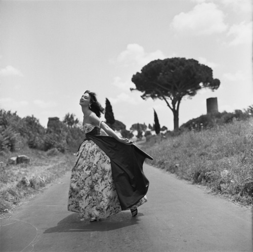 Ivy Nicholson dances her way down the Appian Way, Rome, 1956Tony Vaccaro