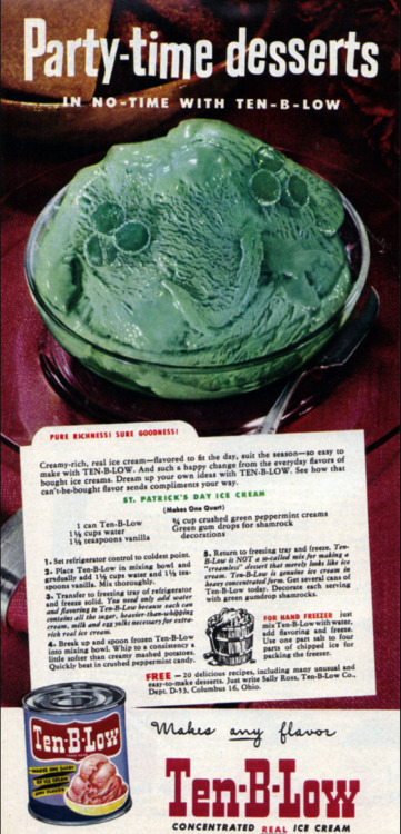 “St. Patrick’s Day Ice Cream”Ten-B-Low concentrated cream