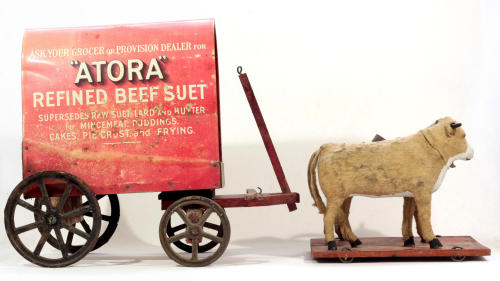 Atora Suet Bullock pulled covered wagon - no date pre WWII?Rare and unusual 3D advertising, tin plat