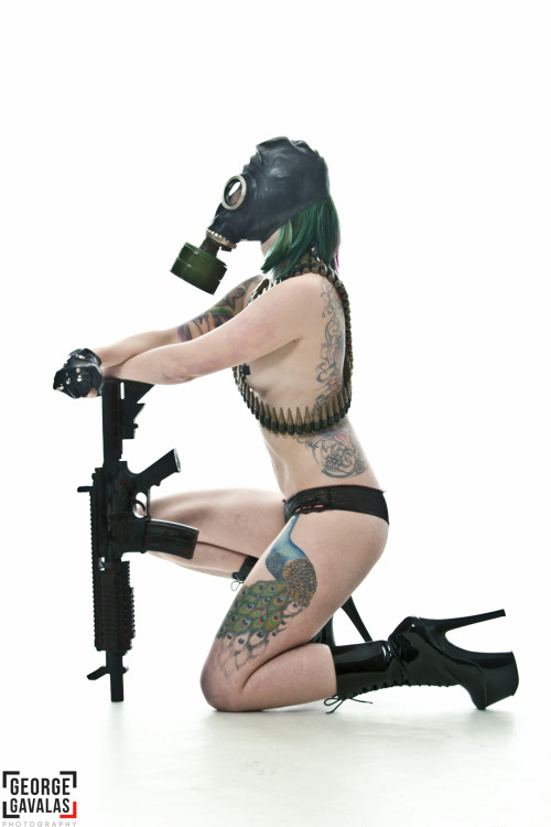 Something a little different  George gavalas photography  #kinky #gasmask #girlswithguns #impliednud