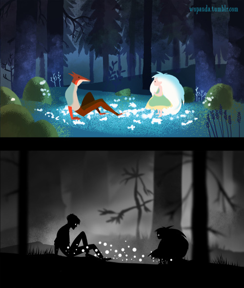 wopanda: I painted 12 pictures of the same motive in 12 different styles of existing animations and/