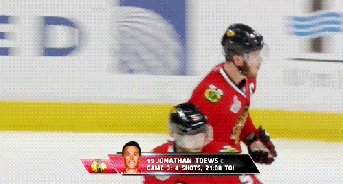 eternityinalake: 6/10/15: Richards bumping Toews into the boards after Toews and Shaw do their jump 