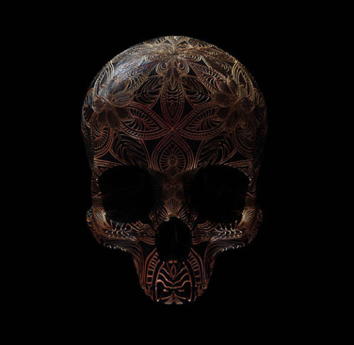 asylum-art-2:     	 		 						 							 					Skulls – Beautiful decorated skulls by Billy Bogiatzoglou  					The Hope You Like Skulls series of British designer Billy Bogiatzoglou, aka Billelis,  who imagined 50 skulls engraved with patterns inspired