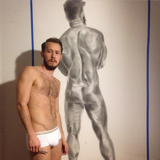 johnmacconnell:New drawing started! Also, I got a new studio uniform. What do y'all