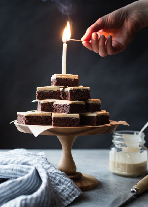 sweetoothgirl:  teff brownies with salted tahini frosting {gluten-free}  