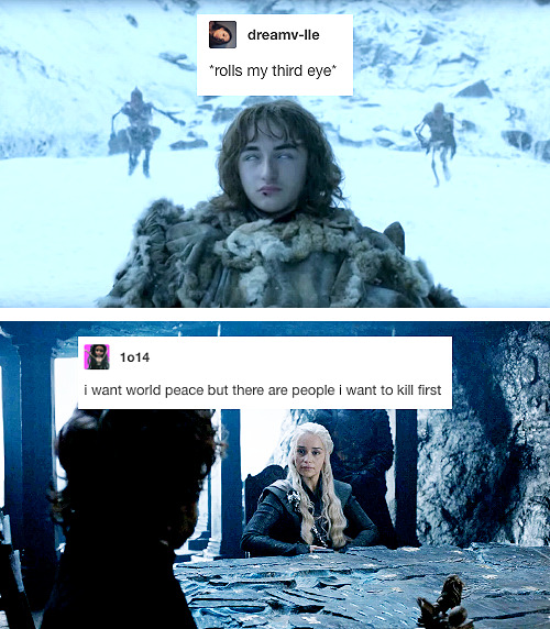 lady-feral: intoasylum: game of thrones [part 2] | text posts Is it possible that I am somehow both Arya and Brienne at any given moment? 