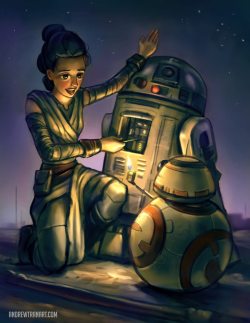 scificity:  I drew Rey, BB-8, and R2-D2http://scificity.tumblr.com