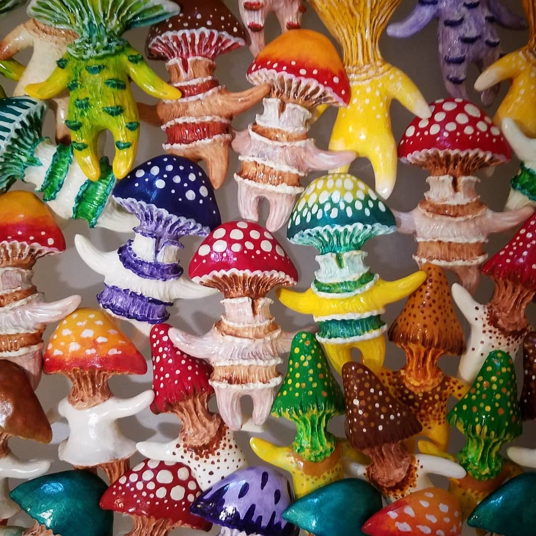 woodland-sorcery:  sosuperawesome:  Funguise Figurines / Brooches Wicked West on