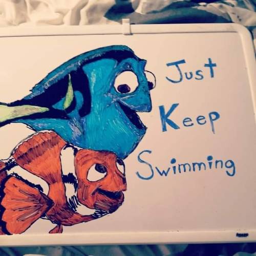 miniature-minx:   pleasurabledistractions submitted:   I used to draw an inspirational Disney quote on my white board every week but haven’t gotten a chance lately. Oh well, yay for little space and Disney and coloring!! 😄😄😄 Omg this is so