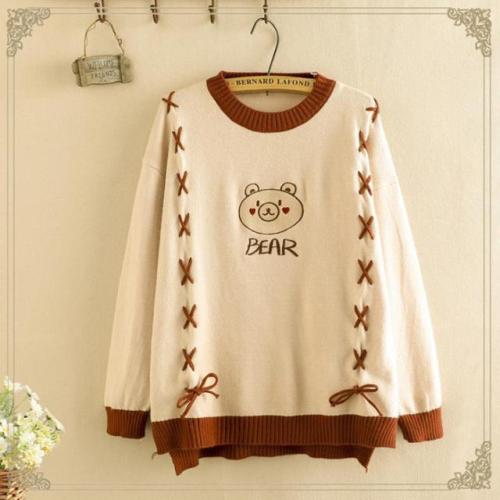 Cute Bear Round Neck Sweater starts at $34.90 ✨✨ I like this one. What about you? 