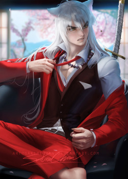 sakimichan:  Inuyasha+ suit &lt;3 always wanted to try this combo :) old anime favorite of mine.nude,PSD+3-4k HD jpg,steps,vid etc&gt;https://www.patreon.com/posts/12036648