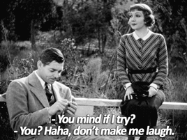 deeply-troubled-mind:  sandandglass:  It Happened One Night (1934)  Per una donna.