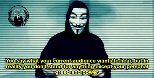 breelandwalker:  micdotcom:  Anonymous declares new war on Donald Trump Hacktivist collective Anonymous has threatened to take down 2016 presidential hopeful Donald Trump, this time declaring “total war” on the GOP frontrunner. Anonymous’ war plan