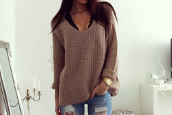 Fash-Cafe:  Brown Oversized Sweater