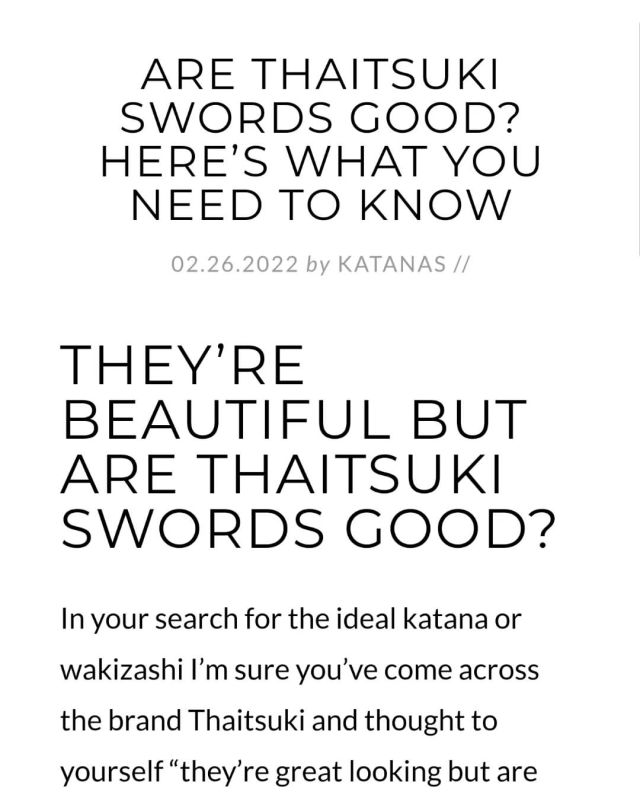 Are Thaitsuki Swords Good? . . Link in story for our take on them! . #katanalife #swords #thaitsuki #katana #katanas #sword #martalarts #samurai #dojo #oss #warrior #blades #swordreview #bladesdaily https://www.instagram.com/p/CabLtphuUMz/?utm_medium=tumblr #katanalife#swords#thaitsuki#katana#katanas#sword#martalarts#samurai#dojo#oss#warrior#blades#swordreview#bladesdaily
