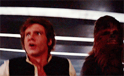 carriefishers-archive:  Han turns to his companion, CHEWBACCA, an eight foot tall, savage-looking creature resembling a huge gray bush-baby monkey with fierce “baboon”-like fangs.  His large yellow eyes dominate a fur-covered face and soften his