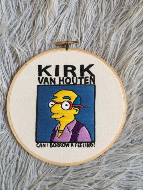 Can I Borrow a Feeling Kirk Van Houten Embroidery Hoop available at etsy.com/shop/embroiderybyjessi 