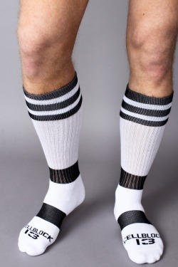 collegejocksuk:  http://bit.ly/1e6G1E5 Another great Jock and Sock Combo from Cellblock13 the GridIron Jock and Rollover Socks. Mix and match Colours to your choice. Click link for more.