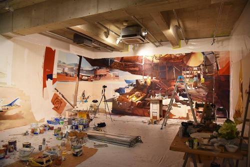 “Zoer and Velvet are currently repainting the walls all around Kaikai Kiki Gallery in preparat