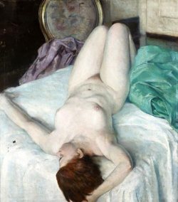 artbeautypaintings:  Reclining female nude - Herbert James Gunn