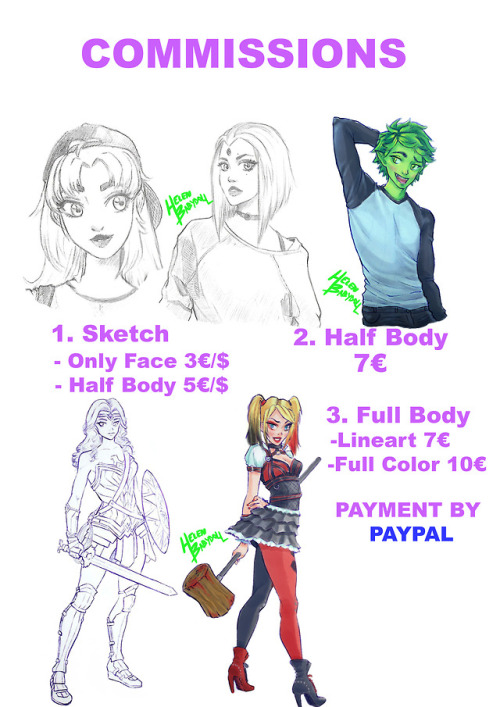 *REBLOG PLEASE*I’ve opened COMMISSIONS because I need to save money to bring new content to ev