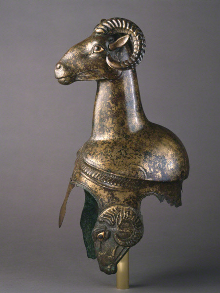 gunsandposes:Helmet, 525-500 BC. Greek, Southern Italy.From the Saint Louis Museum of Art: &ldqu