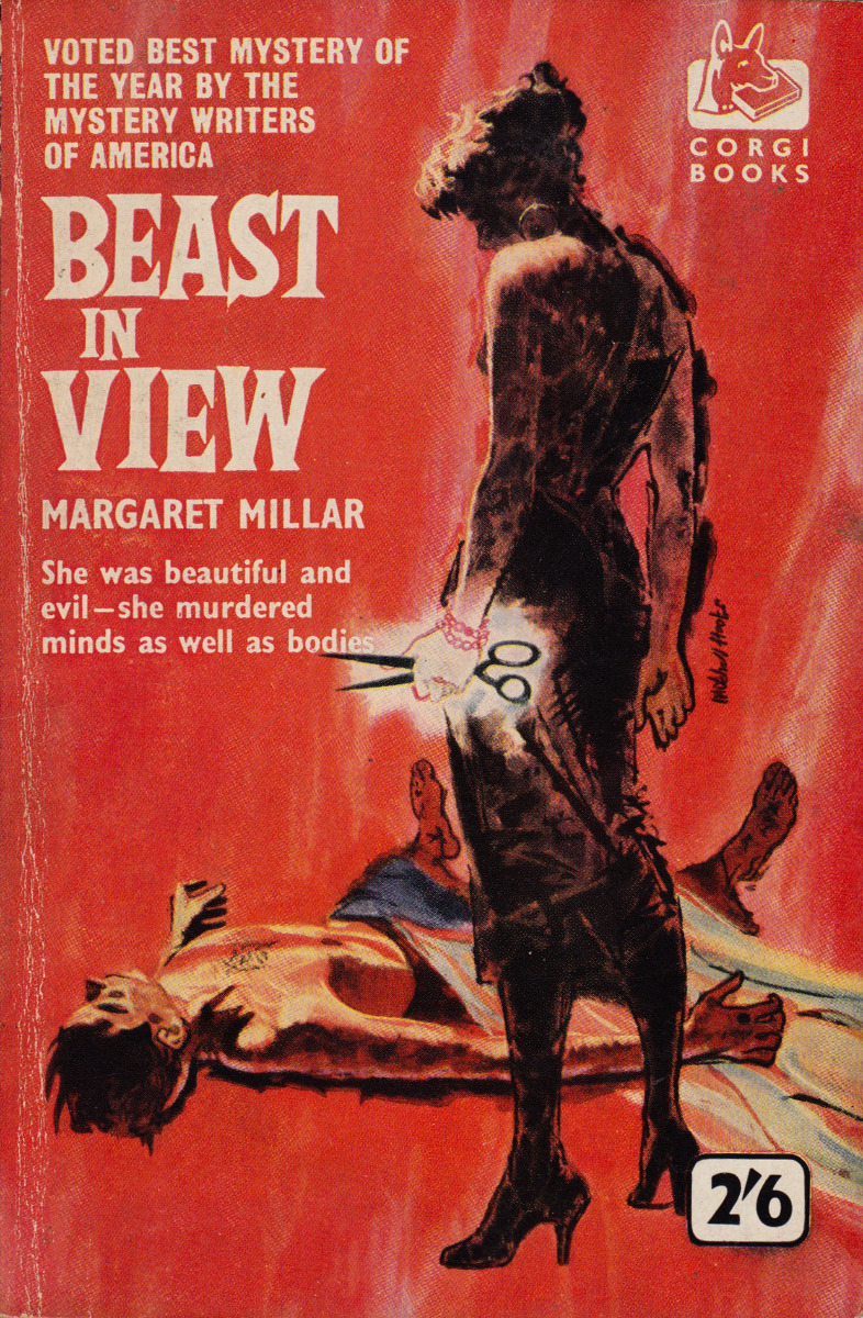 Beast In View, by Margaret Millar (Corgi, 1960). Cover art by Mitchell Hooks.From