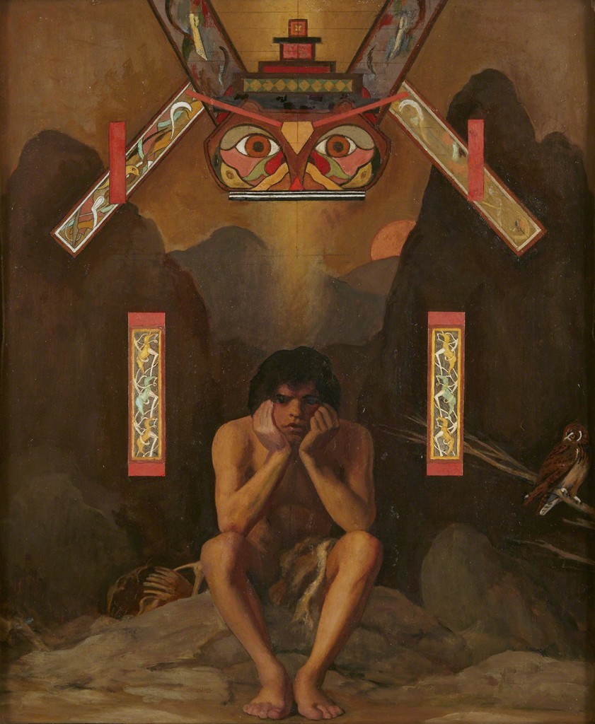 art-of-eons: Figure with Totem  by R. H. Ives Gammell, circa 1980.