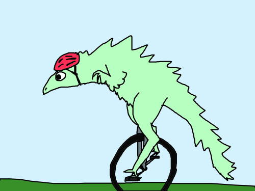 shittydinosaurdrawings: while I was walking home from work I saw a person on a unicycle and then abo