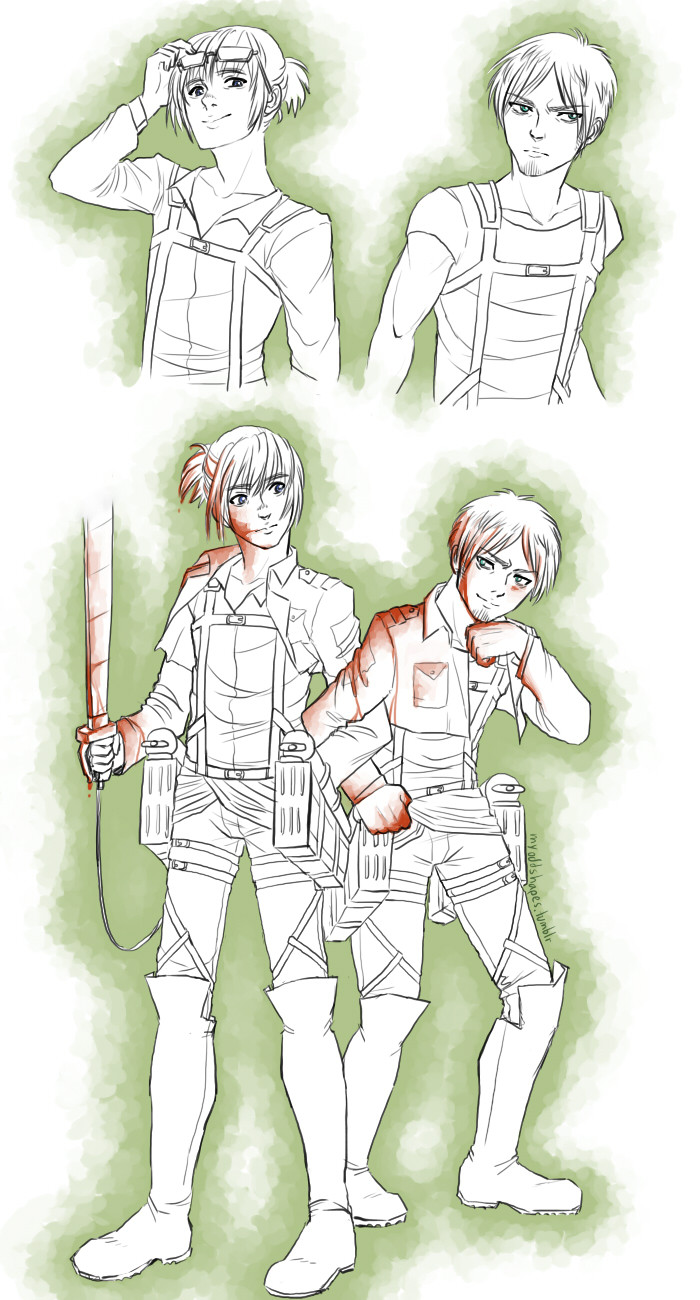 myoddshapes:  My take on Eren and Armin in their 20’s. I like to think Armin grows
