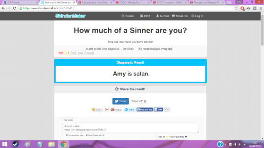 celestial-petal:  loveherdekay:  anierous-sunblade:  illisweats:  illisweats:  boilingheart:  okay so i just found this website to diagnose how much you have “sinned” (link is here) and so i decided just for kicks I’d put my name in and im w h