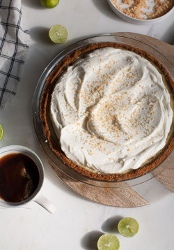 confectionerybliss:  Coconut Key Lime PieSource: A Cozy Kitchen
