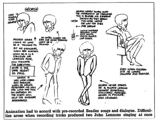 colsmi:  Four of Peter Sander’s character sheets for 1965′s TVC Beatles cartoon show, as printed in March 6th 1966′s Sunday Times Magazine. And because it’s often interesting to read something direct from the period, I’ve included the Peter