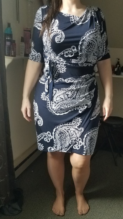 myprettywifesfeet:My pretty wife looking cute and curvy in a nice dress and nylons.please comment