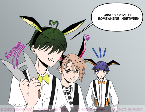 I thought of this as soon as I saw Asmo’s bunny ears.Poor Levi. Imagine being stuck helping out in t