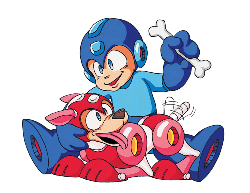 thevideogameartarchive:  Mega Man and Rush - best of friends!   [Mega Man Legacy Collection]   [The Video Game Art Archive] [Support us on Patreon] 