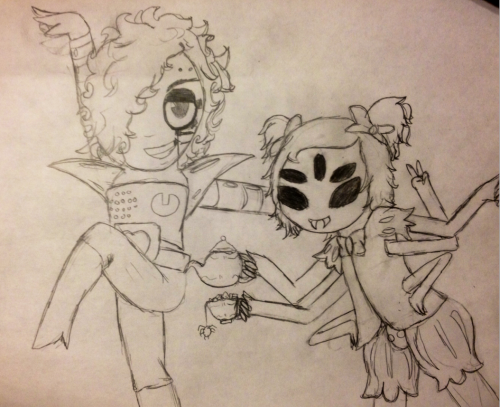 earl-cray-tea:candyredterezii:@earl-cray-tea is my headcanon Mettaton and I’m his headcanon Muffet s