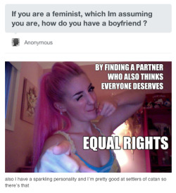 But&hellip; feminists arent egalitarians except on paper&hellip; so ya&hellip; that makes no sense.  The answer is actually because &ldquo;the vast majority of so-called feminists are gigantic hypocrites&rdquo;.  =)  Hope that clears it up for you 