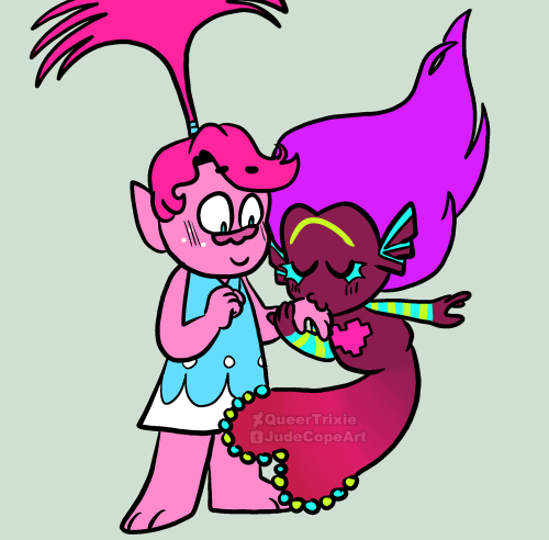 Uhhh day 1 and 2 of Femslash February Trolls Edition ?? Fav ship (valoppy) and rarepair (popmarina)[