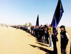 anarchistcommunism:  &ldquo;The Turkish Anarcha-Feminist group - Anarşist Kadınlar - is also along the border of Kobane with its purple and black flags, next to the Turkish Anarcho-Communist group Devrimci Anarşist Faaliyet, and other activists.”