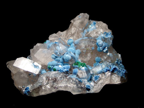 ggeology:Shattuckite and Duhamelite included Quartz // Okandawasi mine, Kaokoveld, Namibia