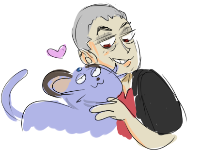 bastardfact: A new years doodle, Heres Nanu and his fat head cat  Hope its a good one 