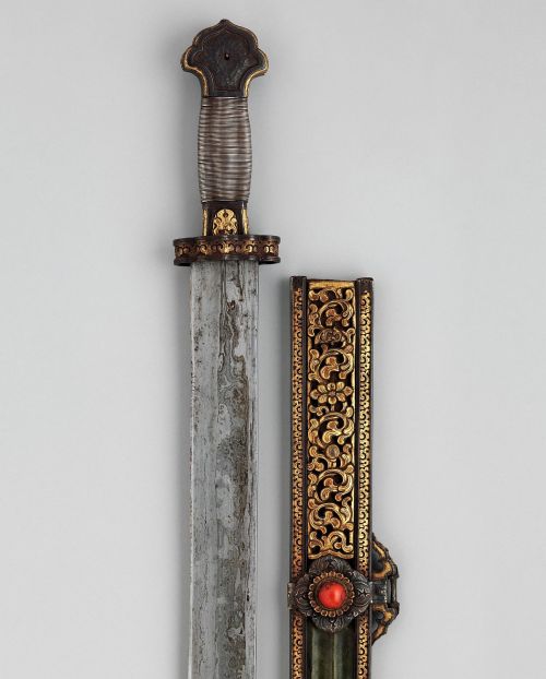 art-of-swords: Sword, Scabbard, and Belt Hook Dated: circa 1750–1850 Culture: Tibetan Medium: steel,