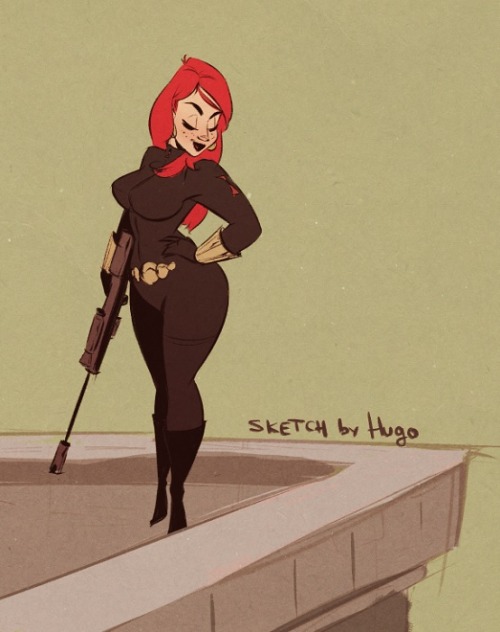 Black Widow - Cartoon PinUp sketch  Newgrounds Twitter DeviantArt  Youtube Picarto Twitch   