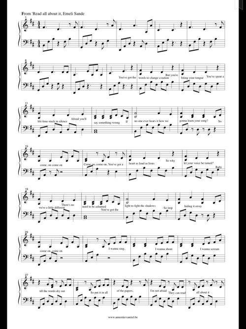 Read All About It - Emeli Sande (Piano Sheet)