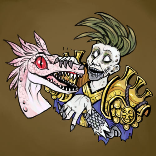 a doodle of my WoW kids! the rotting one is Wormsley, and the toothy one is Tickbite