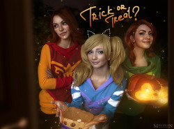 Happy Halloween, pals!Iris as LinaOlya as Crystal MaidenKarina as Windrangerand Mr.Pudgephoto by me