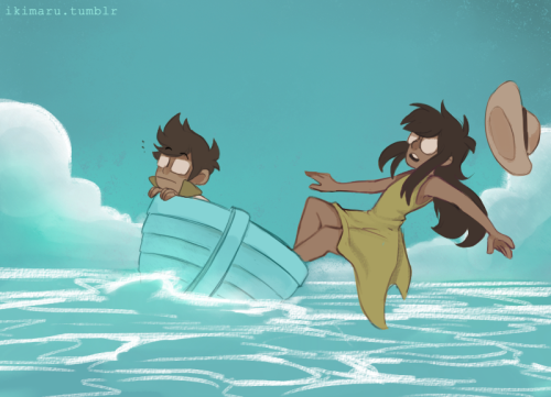finished that merstuck backstory comic I mentioned! hh some of the drawings are pretty old but I had fun redoing the coloring 8′)(this is supposed to be when they first met, also mermaids are kind of lil shits so they like to prank humans esp John lmao