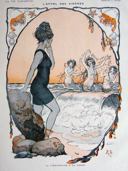 secretlesbians:  brudesworld:  The Call of the Sirens by Burrel, c.1915   do it, go into the gay ocean and be free 