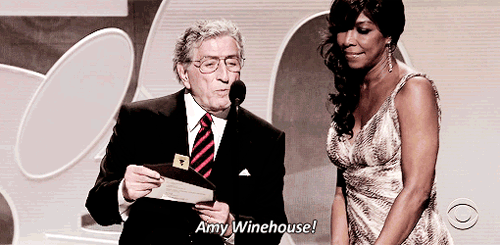 vertisse:Amy Winehouse explaining her reaction at the announcement she won the Grammy for the record